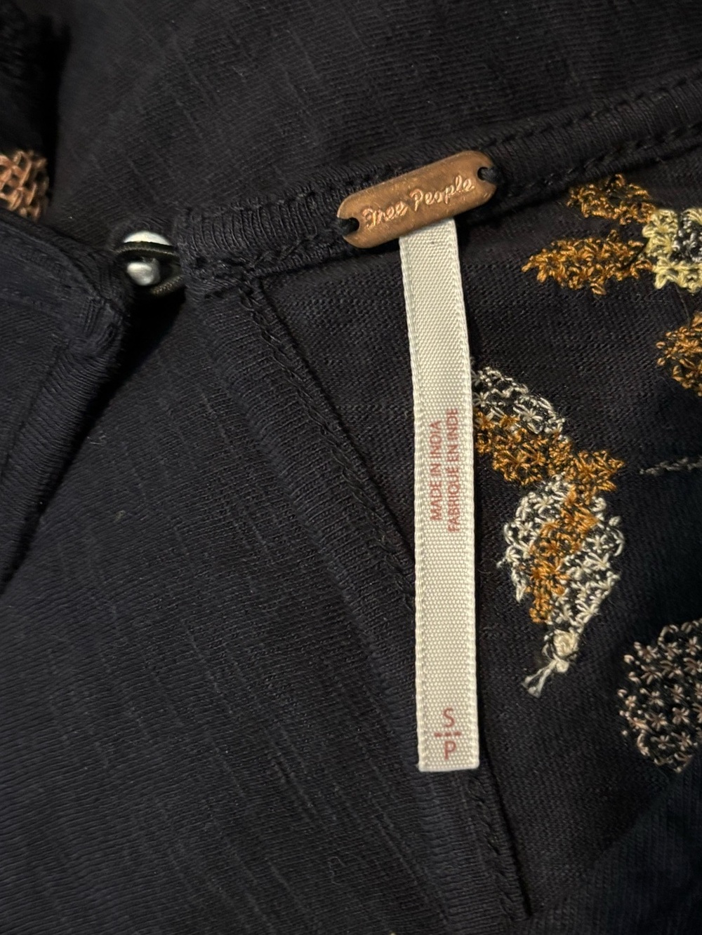 Free People Black Embroidered Cross Stitch Floral Swing Tank S - Picture 9 of 9